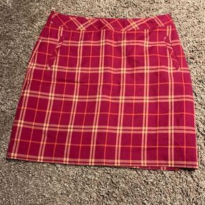 Pink & Orange Plaid Pencil Skirt